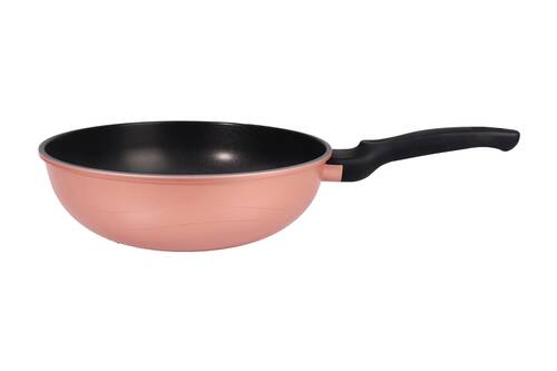 Ametist 28 cm Bakalit Kulp Rose Gold Wok Döküm Tava - Thumbnail