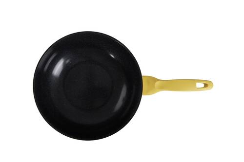 Ametist 28 cm Bakalit Kulp Sarı Wok Döküm Tava - 3