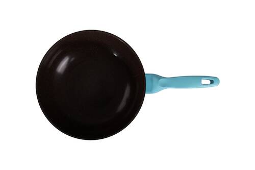 Ametist 28 cm Bakalit Kulp Mavi Wok Döküm Tava - 3