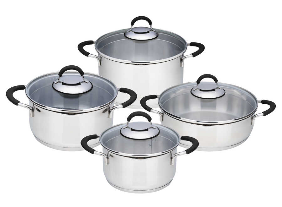 Akdeniz 8 Pcs Silikon Kulplu Çelik Tencere Seti