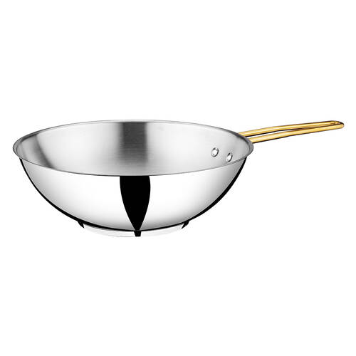 Akdeniz 28cm Çelik Wok Tava Altın Kulplu  - 1