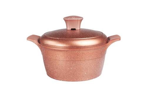 Onyx Kendinden Kulplu Döküm Kapaklı Rose Gold Döküm Tencere - 1