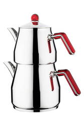 Elmas Jumbo Kırmızı Bakalit Kulp Çaydanlık - 1