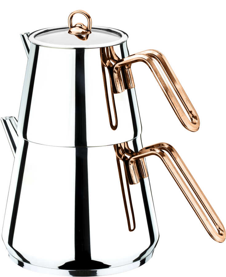 Piramit Metal Kulp Çaydanlık